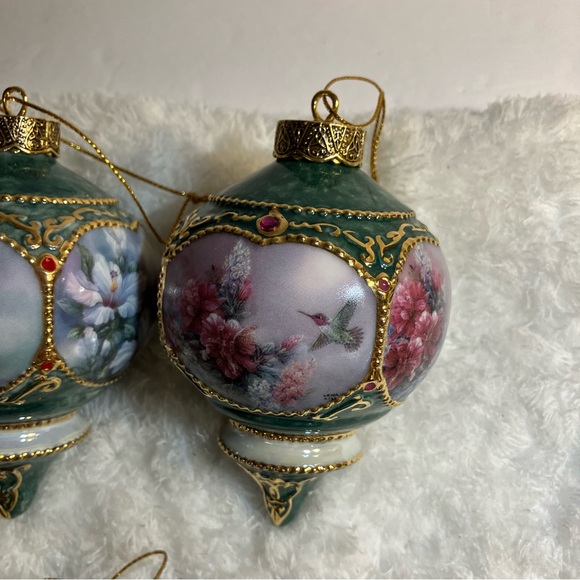 Bradford Hummingbird Flower Garden Christmas Ornaments Porcelain Jeweled - Picture 2 of 6